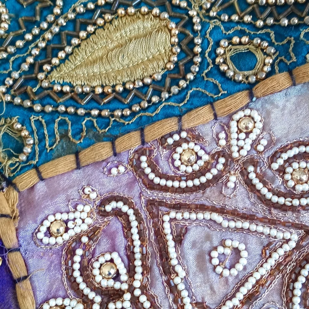 Antique Vintage Patchwork Quilt Wall Hanging From India 36”x38”